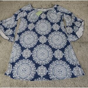Paisley Grace  Dress Womens Large‎ Blue Paisley Print Knee Length Boho Medallion